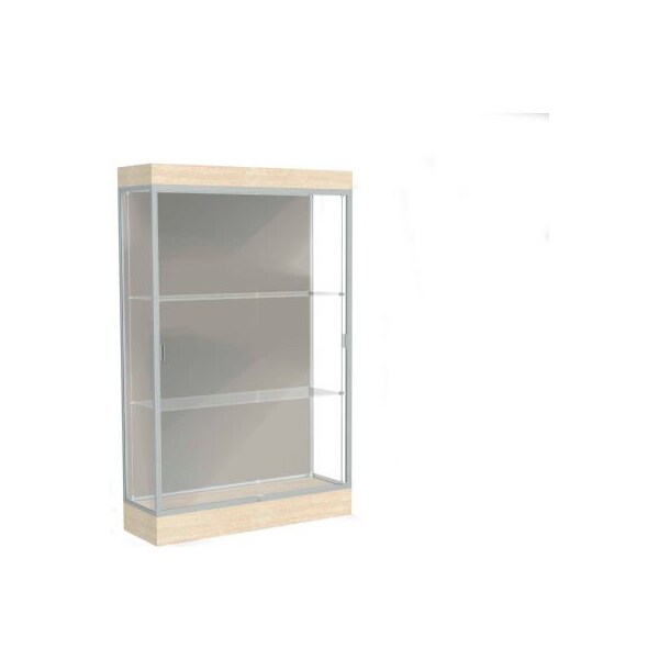 Waddell Display Case Of Ghent Edge Lighted Floor Case, Harbor Back, Satin Frame, 6" Chardonnay Base, 48"W x 76"H x 20"D 92LFHB-SN-CD - main